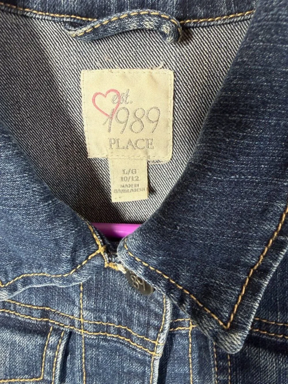 Children's Place Girls Large 10/12 Denim Jacket blue Button Up‎ Jean Coat Cute